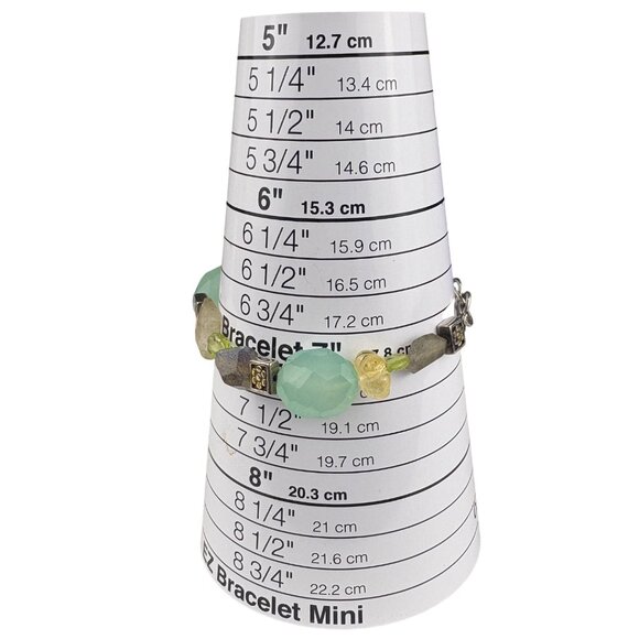 Pj Sterling Womens Multicolor Gemstone Charm Bracelet Adjustable 6 Inches - Picture 3 of 4